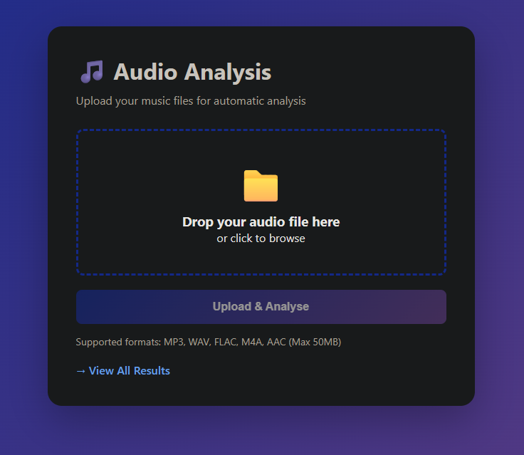 Audio analysis webapp screenshot